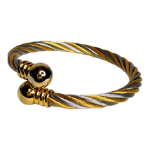 Two Tone Twisted Gold Silver Stainless Steel Cuff Bracelet Women&#39;s Jewelry  - $9.85