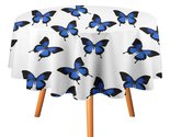 Butterfly Blue Tablecloth Round Kitchen Dining for Table Cover Decor Home - $15.99+