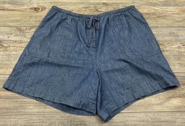 LL Bean Sunwashed Denim Shorts Women&#39;s Large Classic Fit Casual Camping ... - $14.85