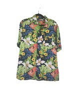 Cubavera Mens Hawaiian Shirt Size M Multicolor Aloha Floral Rayon Button Up - £14.13 GBP