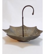 SOLID BRASS UPSIDE DOWN UMBRELLA CANDY NUT SOAP DISH 6&quot; TALL 7&quot; WIDE - $32.26 CAD