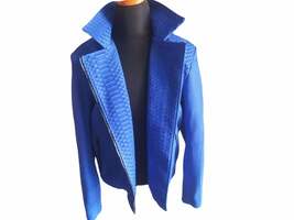 Light Blue Snakeskin Motorcycle Leather Jacket - $1,200.00+