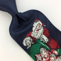 Yule Tie Greetings Usa Santa Navy Blue Christmas Mens Necktie Ties #XO-193 - £12.65 GBP