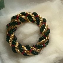 Vintage Avon Goldtone with Green &amp; Red Wrapped Seed Pins Christmas Holiday Tie  - £8.13 GBP