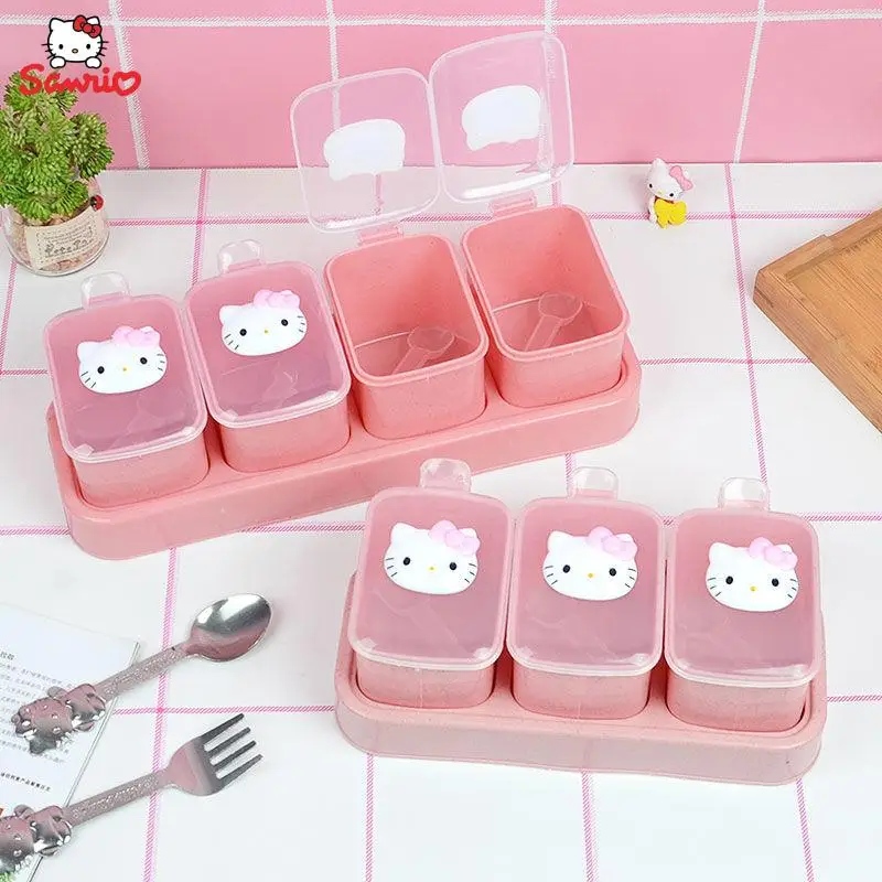 Kawaii Sanrio Hellokitty Seasoning Pots Anime Seasoning Box with Lid Salt Shaker - £14.65 GBP+