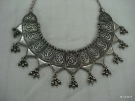 Traditional Design Sterling Silver Necklace choker hindu god ganesha - $345.51
