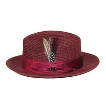 Men's Summer Spring Braid Straw style Hat by BRUNO CAPELO JULIAN JU912 Burgundy image 3