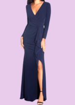 $159 Betsy &amp; Adam Women's Long-Sleeve Cascading-Ruffle Prom Gown Size: 1... - $49.01