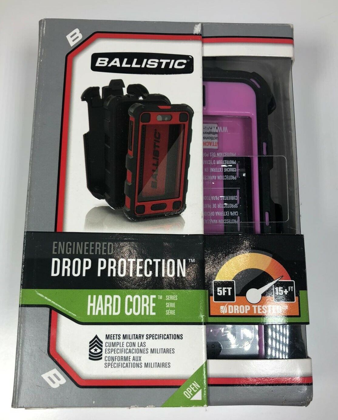 Balística Duro Núcleo Serie Funda para IPHONE 5 - Negro/Rosa Con Clip Ci... - $14.84