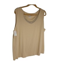 Kate Hill Woman Taupe Beige Tank Top With Lace Trim Size 3X Vintage New - £6.71 GBP