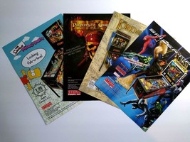 Pinball Flyers (4) Lord Of The Ring Simpsons Pirates Of The Caribbean Spiderman - £21.17 GBP