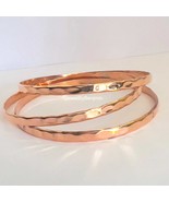 Set of Solid Copper Bangles / Set of 3 Pc Hammered Bangles / Pure Copper... - €52,11 EUR