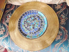 Art Glass Mosaic Design Round Tray Wall Decor 13&quot; - $167.57