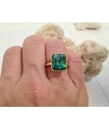 2CT Lab Created Green Emerald Solitaire Engagement Ring 14K Yellow Gold ... - $186.82 CAD