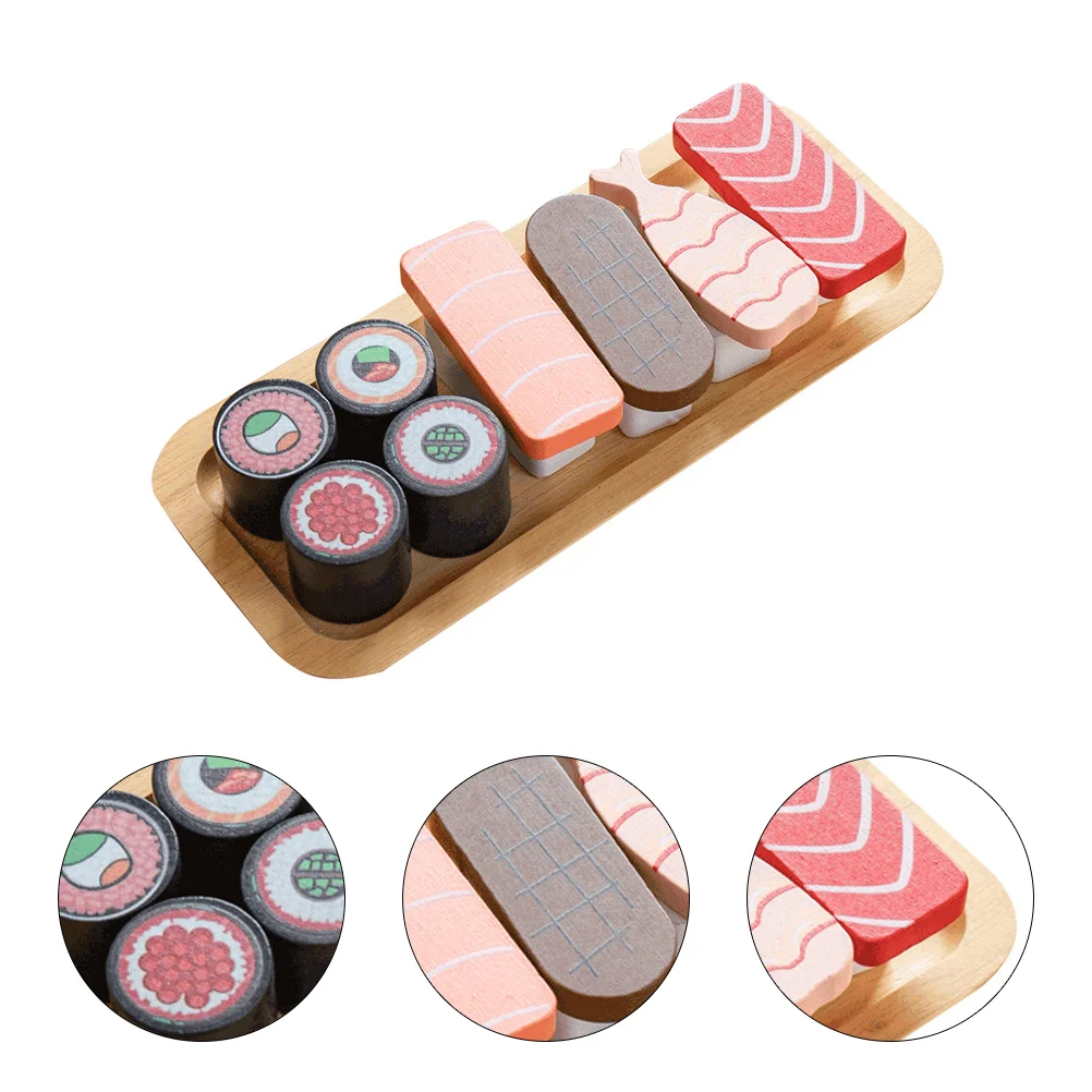 Sushi Play Playset Sushi Wooden Toys Serving Tray Early Educational Wooden Play - £15.74 GBP