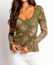 Free People clover printed thermal top in Green - $57.00