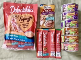 Lot Of 6 Purina Friskiest Wet Cat Canned Foods & Delectables Squeeze Ups 24 PLUS - $30.00