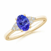ANGARA Solitaire Oval Tanzanite and Diamond Promise Ring for Women in 14K Gold - £811.21 GBP