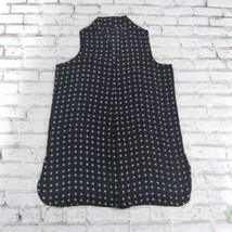 Worthington Blouse Womens Medium Black Geometric Sleeveless V Neck Tunic Pleated - £12.57 GBP
