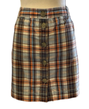 J. Crew Button Front Skirt Size 14 Multi Color Plaid - £18.79 GBP