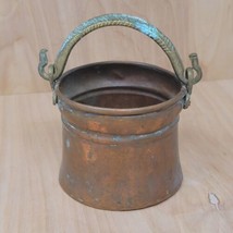 Vintage Copper Pot with Cast Brass Swing Handle Hammered - £156.52 GBP