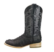 Mens Crocodile Tail Print Cowboy Boots Genuine Leather Western Square Toe Botas - $108.99