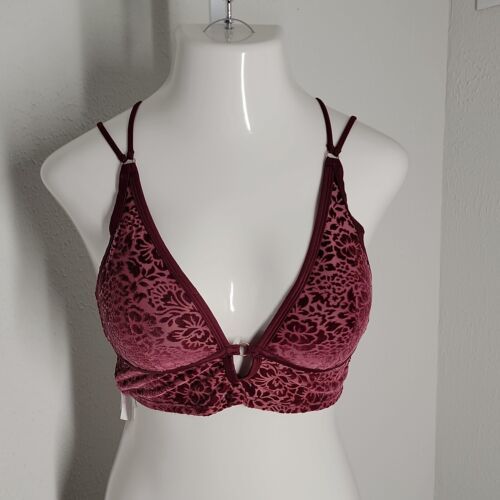 Primary image for Pink Victoria's Secret Wireless Sexy Velour Bra ~ Sz L ~Lightly Lined ~ Burgundy