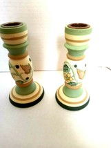 Vintage 5 and 1/2&quot; candle holders ,Hand Painted wood - £10.16 GBP