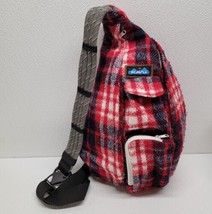 KAVU Plaid Rope Bag Sling Crossbody Backpack Travel Bag Lumberjack Red Flannel - £25.83 GBP