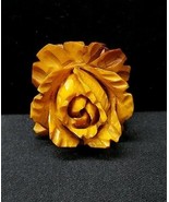 VINTAGE BUTTERSCOTCH BAKELITE ROSE FLOWER CARVED PENDANT JEWELRY Estate ... - $19.64