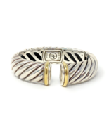 David Yurman Sterling Silver &amp; 18k Gold Hinged Sculpted Cable Cuff 15mm ... - $15,804.39 MXN