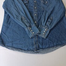Vintage Plains Western Wear Pearl Snaps Shirt Men's Large Blue Denim Long Sleeve image 15