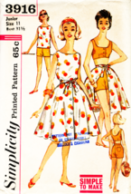 Teen&#39;s Skirt, Shorts, Top &amp; Bra Vtg 1960s Simplicity Pattern 3916 Size 11 - £11.18 GBP