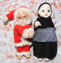 Vintage 1980&#39;s Santa Clip Hugger &amp; Sad Clown Pierrot Jester Clip On Dolls - £12.58 GBP