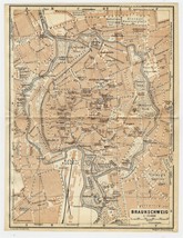 1925 Original Vintage Map Of Braunschweig / Brunswick / Germany - $24.30