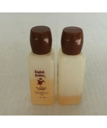 Vintage two small plastic bottles partial contents English leather all p... - $19.75