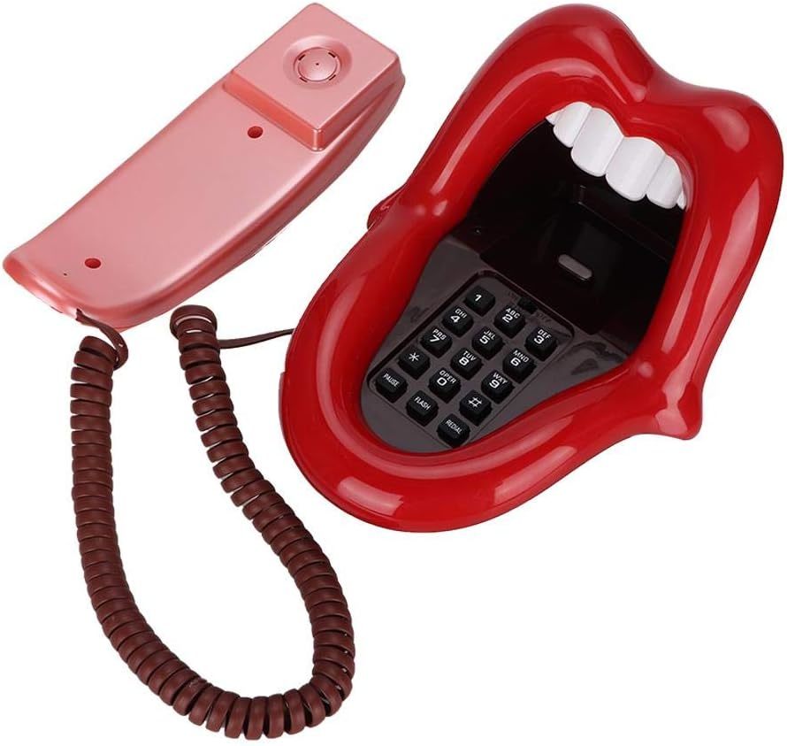 Large Tongue Landline, Wx-3203 No Caller Id Red Large Tongue Shape Desktop - $32.97