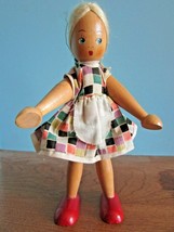 Vintage Wooden Jointed Doll, 7-&quot; Painted Face, poland blonde hair/blue eyes - £10.35 GBP