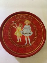 1995 Vintage Hershey&#39;s Kisses Red Round Metal Tin Two Girls 4.5&quot; Diamete... - $18.35
