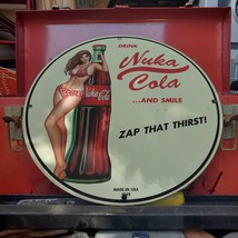 Vintage 1949 Nuka Cola &#39;Drink And Smile Zap That Thirst&#39; Porcelain Gas-Oil Sign - $125.00