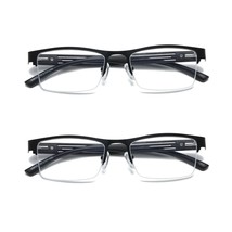 2 PK Mens Spring Hinge Blue Light Blocking Reading Glasses Half Frame Readers - £7.61 GBP