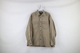 Vintage 90s Gap Mens Medium Distressed Heavyweight Canvas Button Shirt Brown - £35.57 GBP