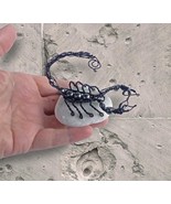 Black Scorpion figure on rock, Hematite and copper wire, zodiac gift gem... - $614.85 MXN
