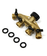 4 Way Brass 3/4&quot; Garden Hose Splitter Pipe Tap Faucet Adapter w/ Shut Of... - €21,76 EUR