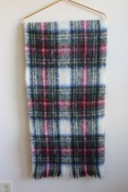 Vtg RH Macy Mohair Pile Wool Plaid Thick Scarf Shawl 17x69 Scotland - £30.97 GBP