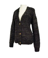 Cynthia Rowley Cardigan Sweater Small Long Sleeve Black Brown Oversized ... - $27.15 CAD