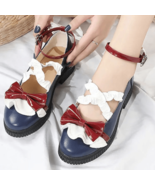 Bow Mary Janes Shoes | Women Leather Flats Sandals Lolita Chunky Heels #... - $67.20 CAD