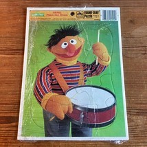 Sesame Street Ernie Plays The Drum Frame-Tray Puzzle Educational Toy 1986 - £7.91 GBP
