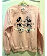 Disney Parks WDW MIckey MInnie Heart Valentines Crewneck Sweatshirt S Sm... - $54.14 CAD