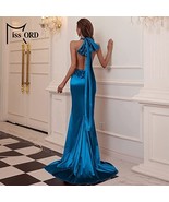 Miss Ord Femmes Sexy Col V sans Manche Long Dos Nu Robe Soirée, Blue-Med - $1,220.69 MXN